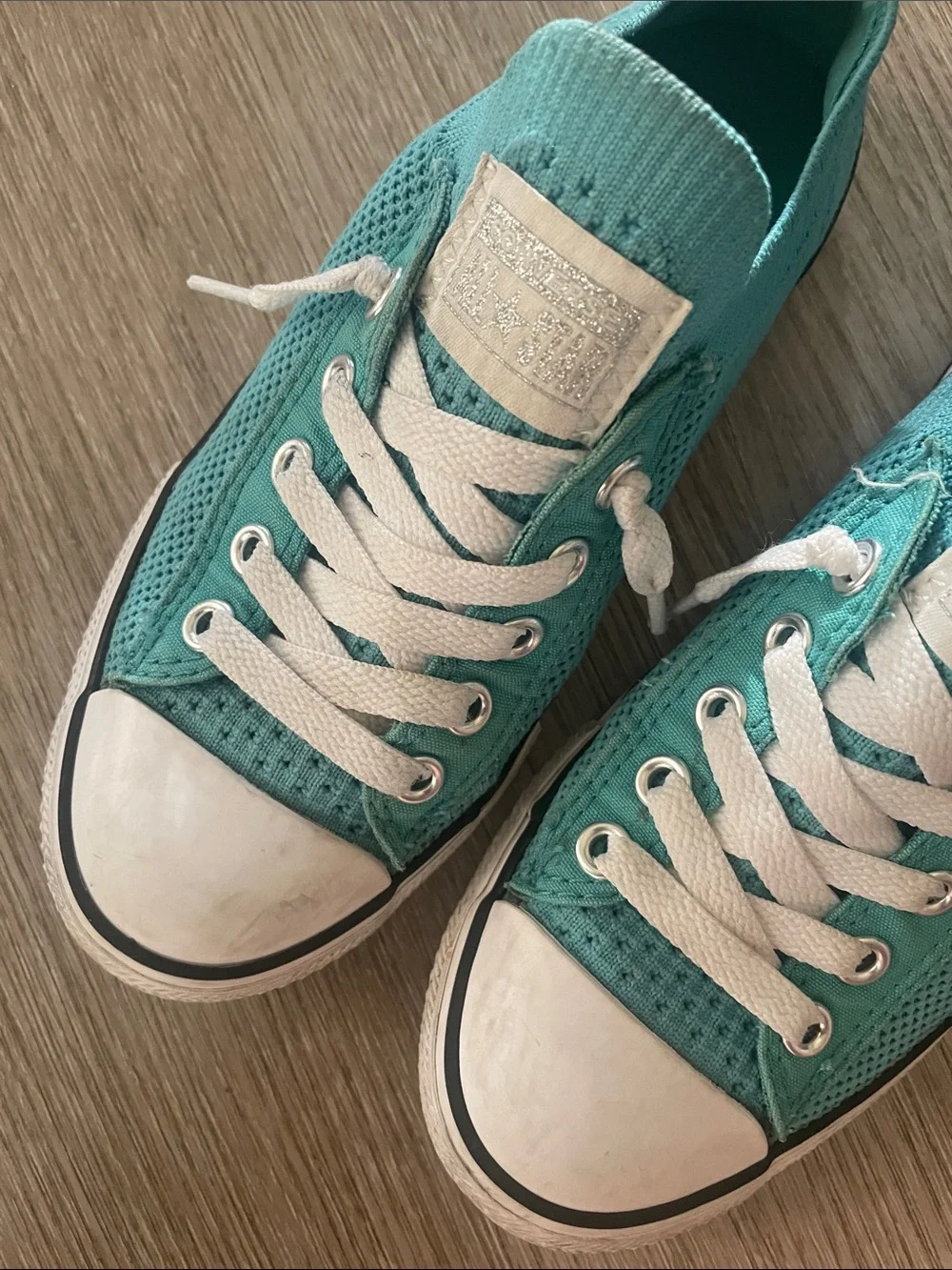 Converse Kids Turquoise Knit Low-Top Sneakers with White Accents